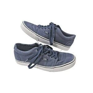 VANS Men's Iconic Skate Shoes US 7.5 Blue Sneakers With Blue Laces White Sole